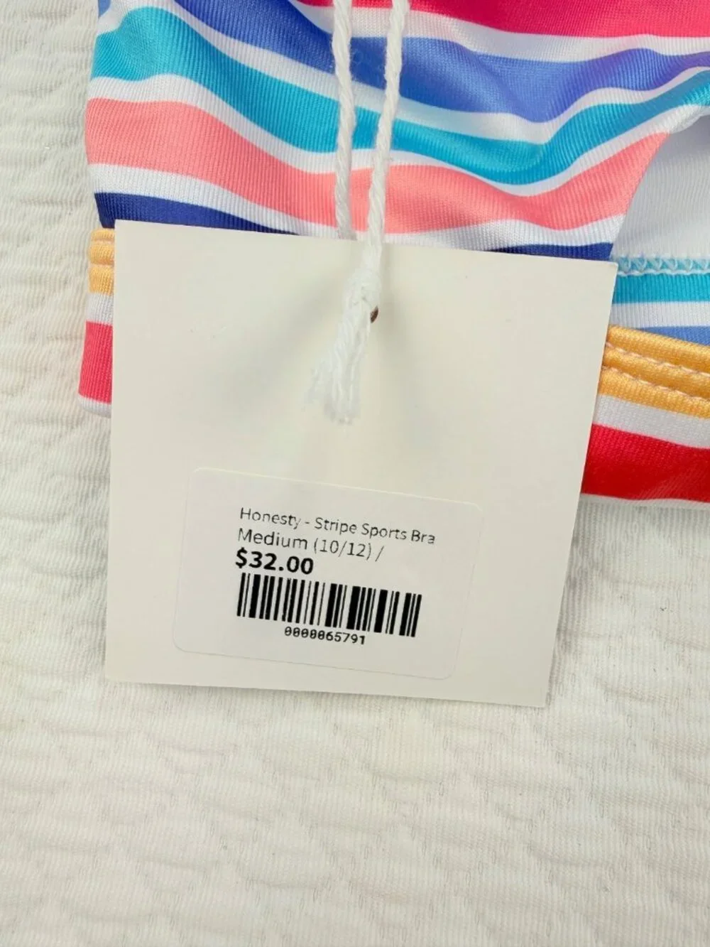 Girls Honesty Sports Bra Striped NWT Size Medium ( 10 - 12 ) NWT $32